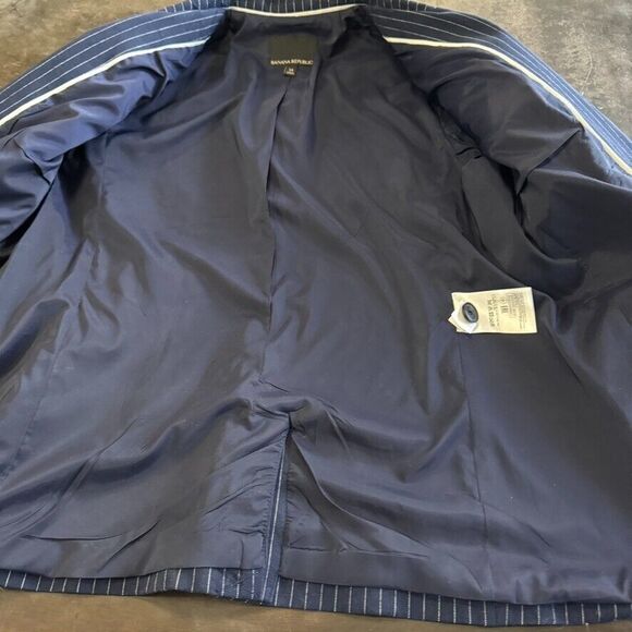 Banana Republic Blazer Women 14 Navy Pinstripe 1 Button Corporate Core Work - Picture 4 of 9